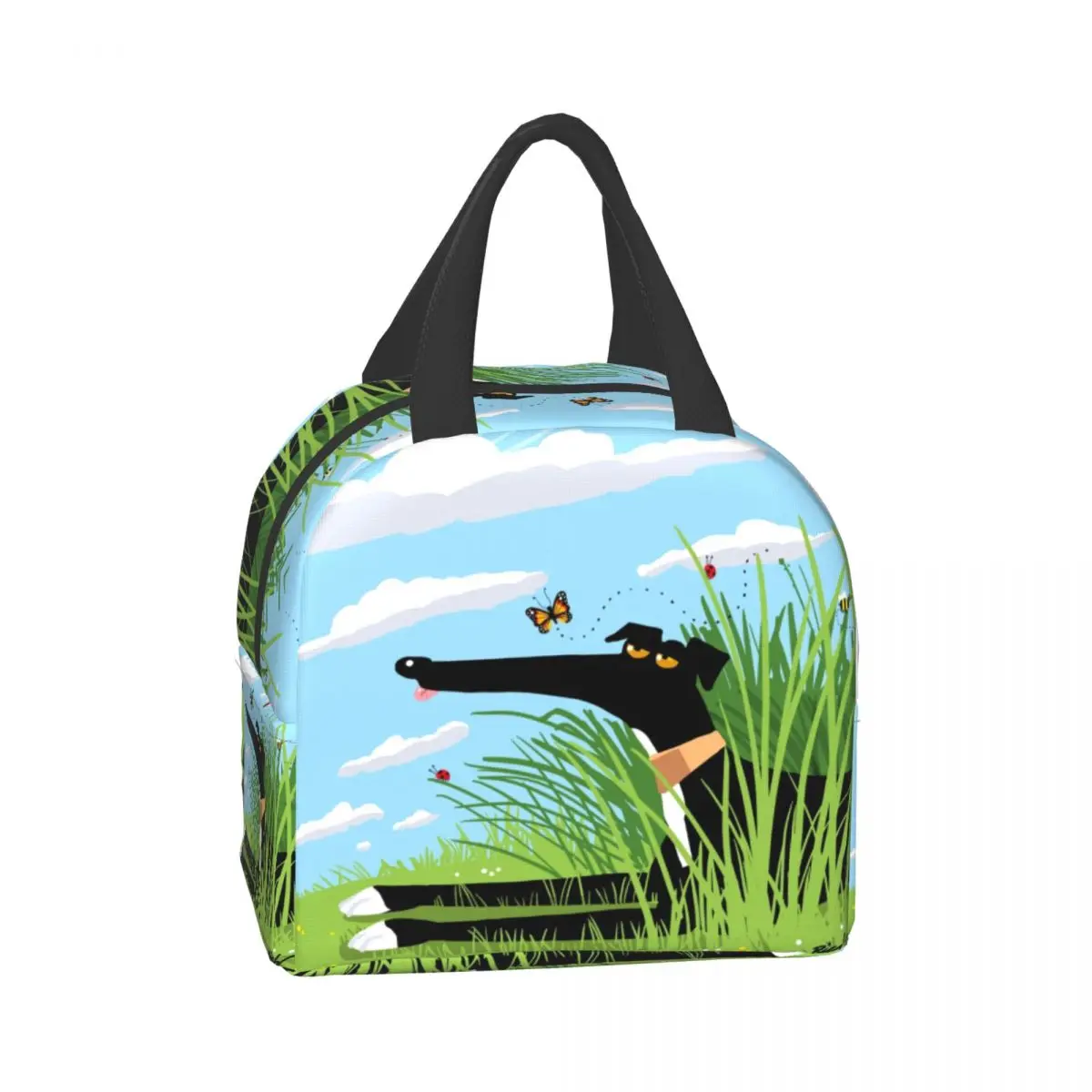 Greyhound Whippet Dog Resuable Lunch Boxes Cartoon Sighthound Thermal Cooler Food Insulated Lunch Bag For Kids School Children