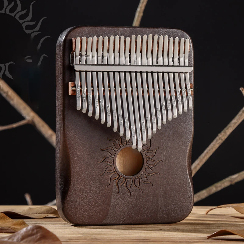 Hluru Kalimba 21 Tasten Musikinstrument Vollholz Ahorn Kalimba 17 Tasten mit Schallloch Mbira für Anfänger