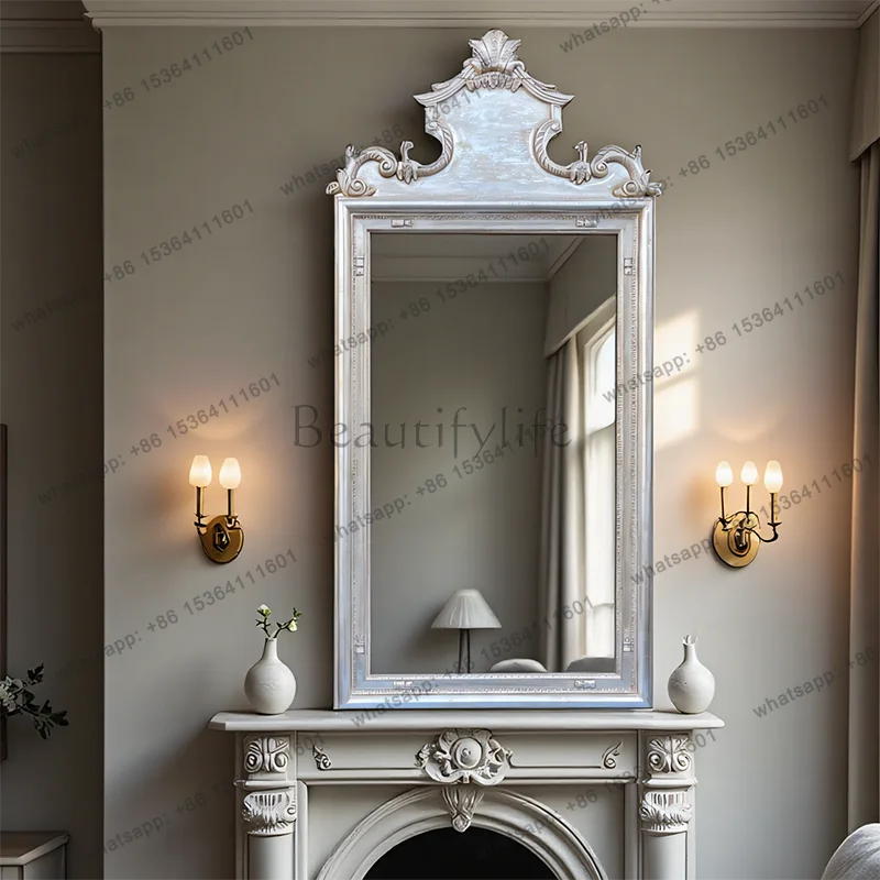 French retro makeup mirror American classical living room dining room fireplace bathroom bathroom mirror