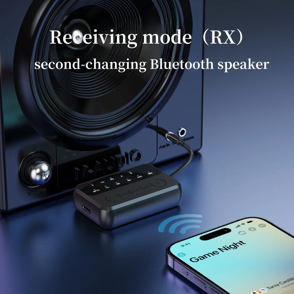 Transmisor receptor de Audio Bluetooth 5,4, AUX de 3,5 MM con micrófono, adaptador inalámbrico de música estéreo para auriculares, PC, TV, altavoces para coche