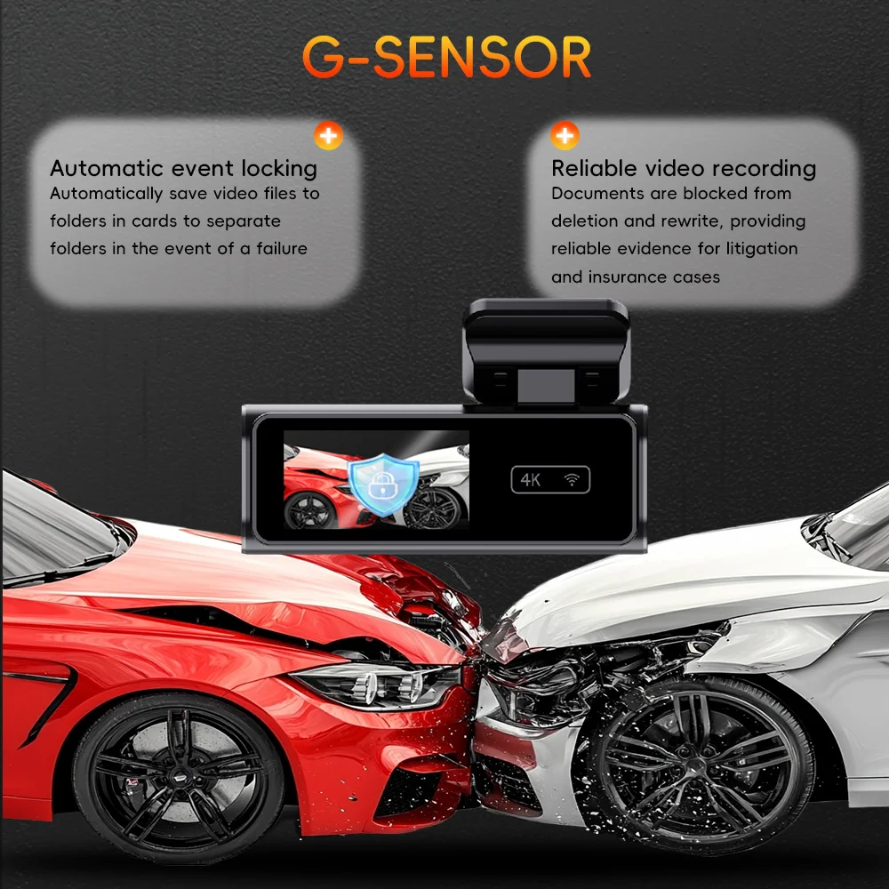 Plinader Dash Cam WIFI GPS Mini CAR DVR أمامي 4K وخلفي 1080P عدسة مزدوجة صندوق أسود كاميرا غرفة للرؤية الليلية 24H شاشة ركن السيارة #6