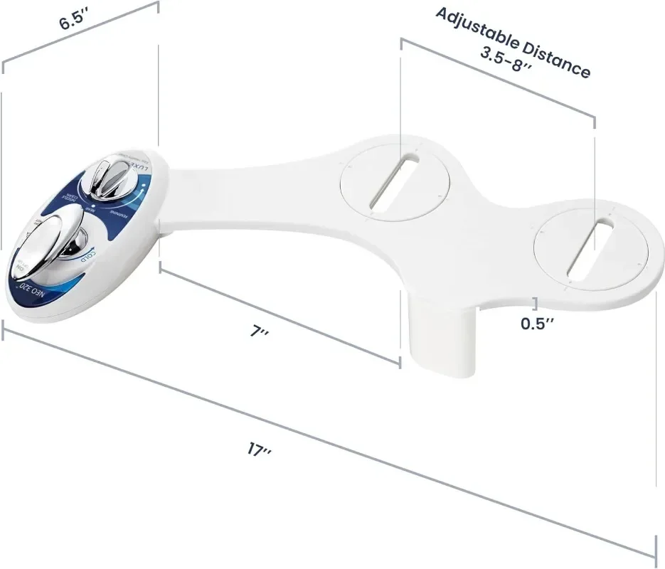 

y For LUXE Bidet NEO 320 - Hot and Cold Water, Self-Cleaning, Dual Nozzle, Non-Electric Bidet Attachment for Toilet Seat, Blue