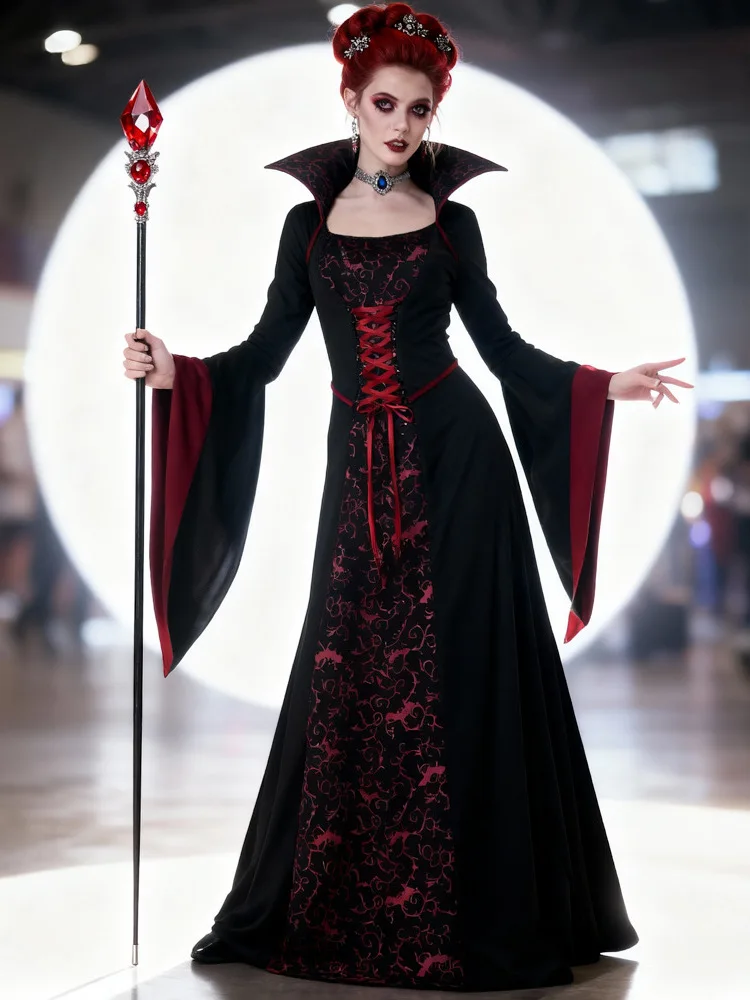 زي نسائي للبالغين، زي أداء المسرح، زي الشيطان الساحرة، زي الهالوين من الشركة المصنعة الصينية