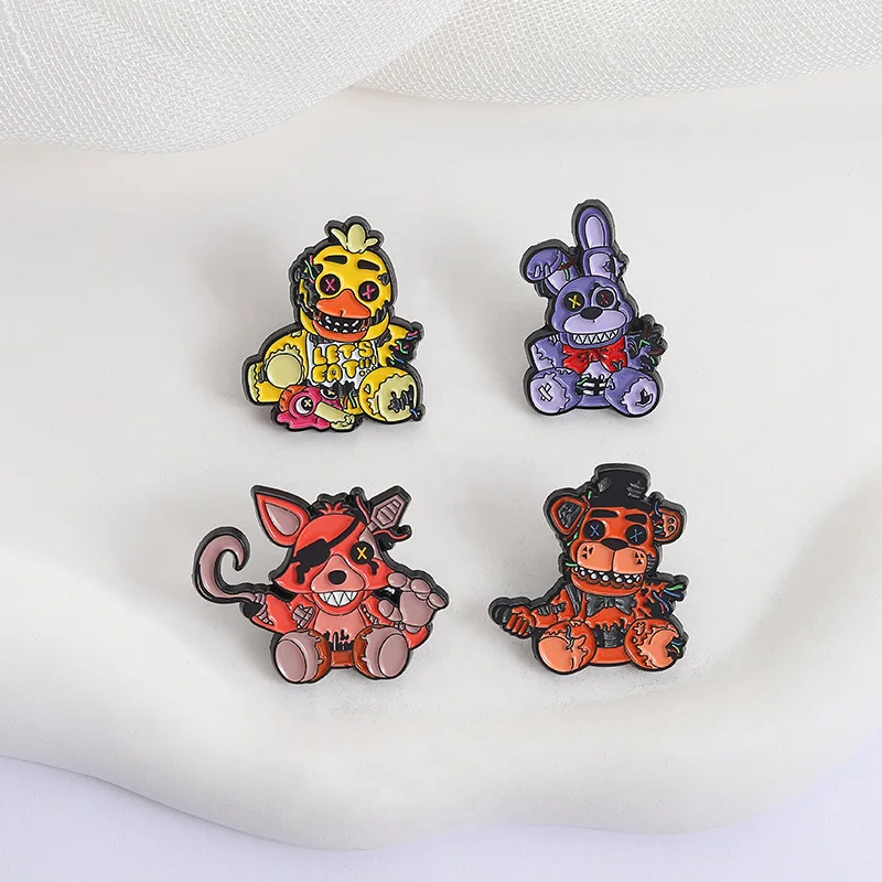 Halloween-Thema Tierbrosche Cartoon Horror Ente Hase Bär Fuchs Hartemaille Anstecknadel Cosplay Geschenk Accessoire Requisiten