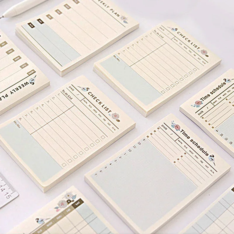 Simple Check ListMemo Pads Kawaii Sticky Notes Notebook Index Stickers Kawaii Bookmarks Time Shecule Note Pads Office Supplies