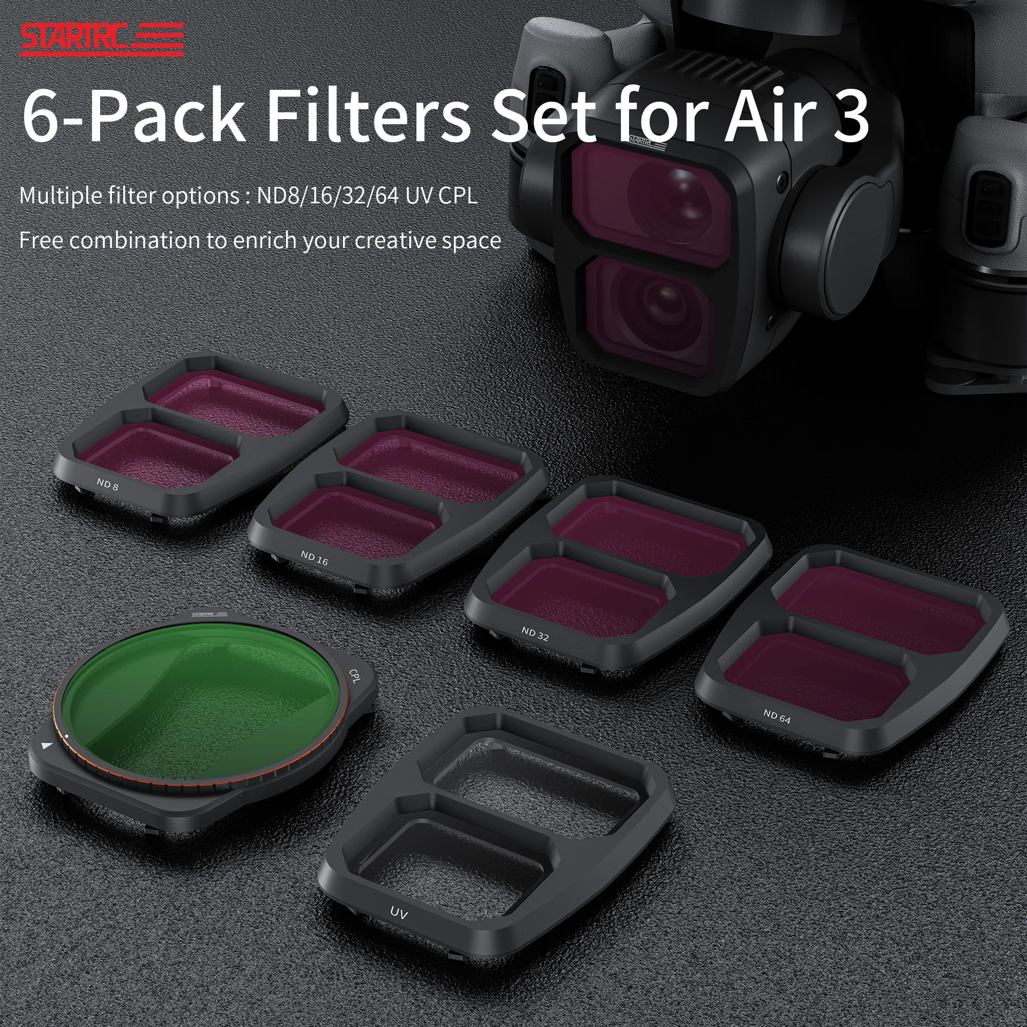 ND Filter For DJI Air 3 Fly More Combo Accessories Camera Lens Filters Kit ND 8/16/32/64 UV Optical Glass Lens Protector CPL