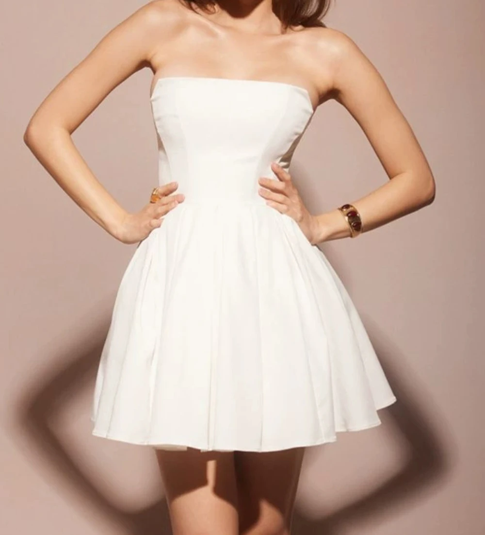 

New high-end European and American women's solid color sexy tube top dress temperament waist tutu dress skirt-GZXX225