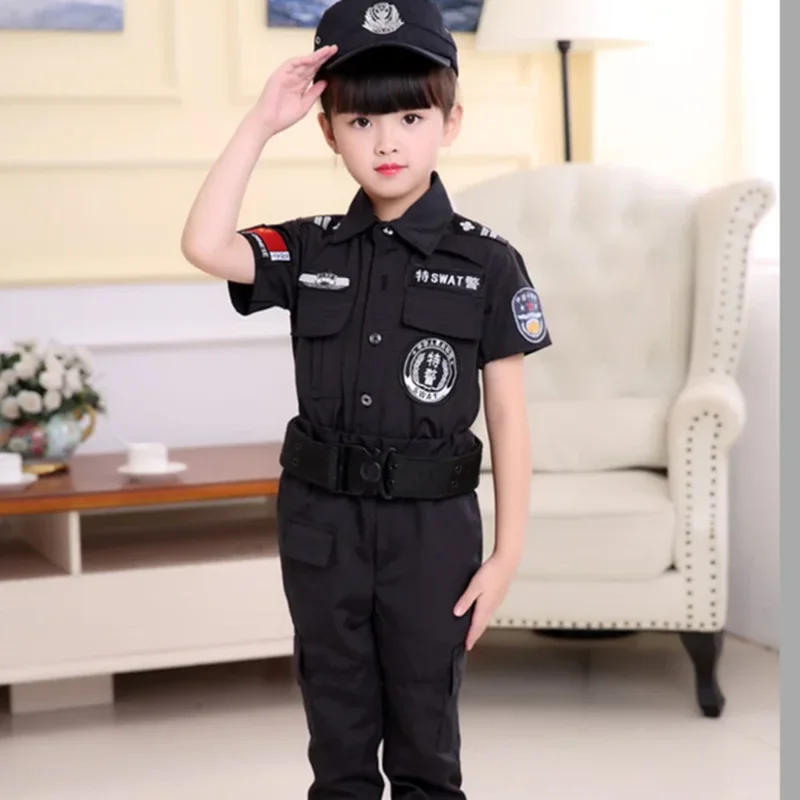 Kinderen Politieagent Cosplay Kostuum Jongens Meisjes Kind Politie Uniform Leger Politieagenten Kleding Carnaval Feest Verkleden Verjaardagscadeau