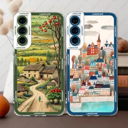 Case For Samsung Galaxy S25 S24 S20 S21 FE S22 Plus S23 Ultra A22 A54 5G Soft Cover Landscape Art