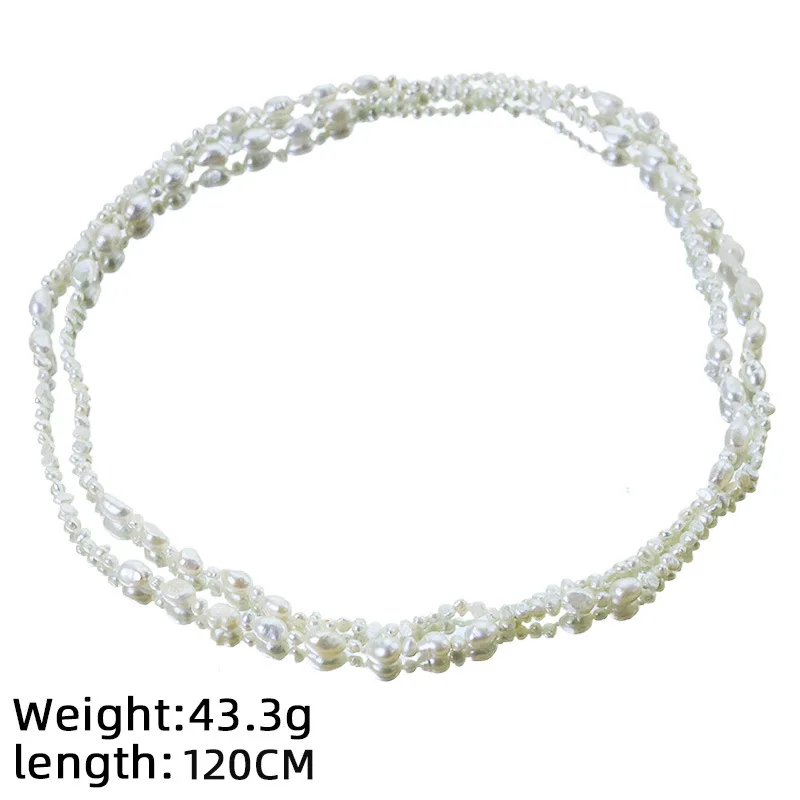 

Original Design Natural Pearl Double-Loop Long Necklace for Women Niche French Neck Chain Collarbone Choker Jewelry Headpiece