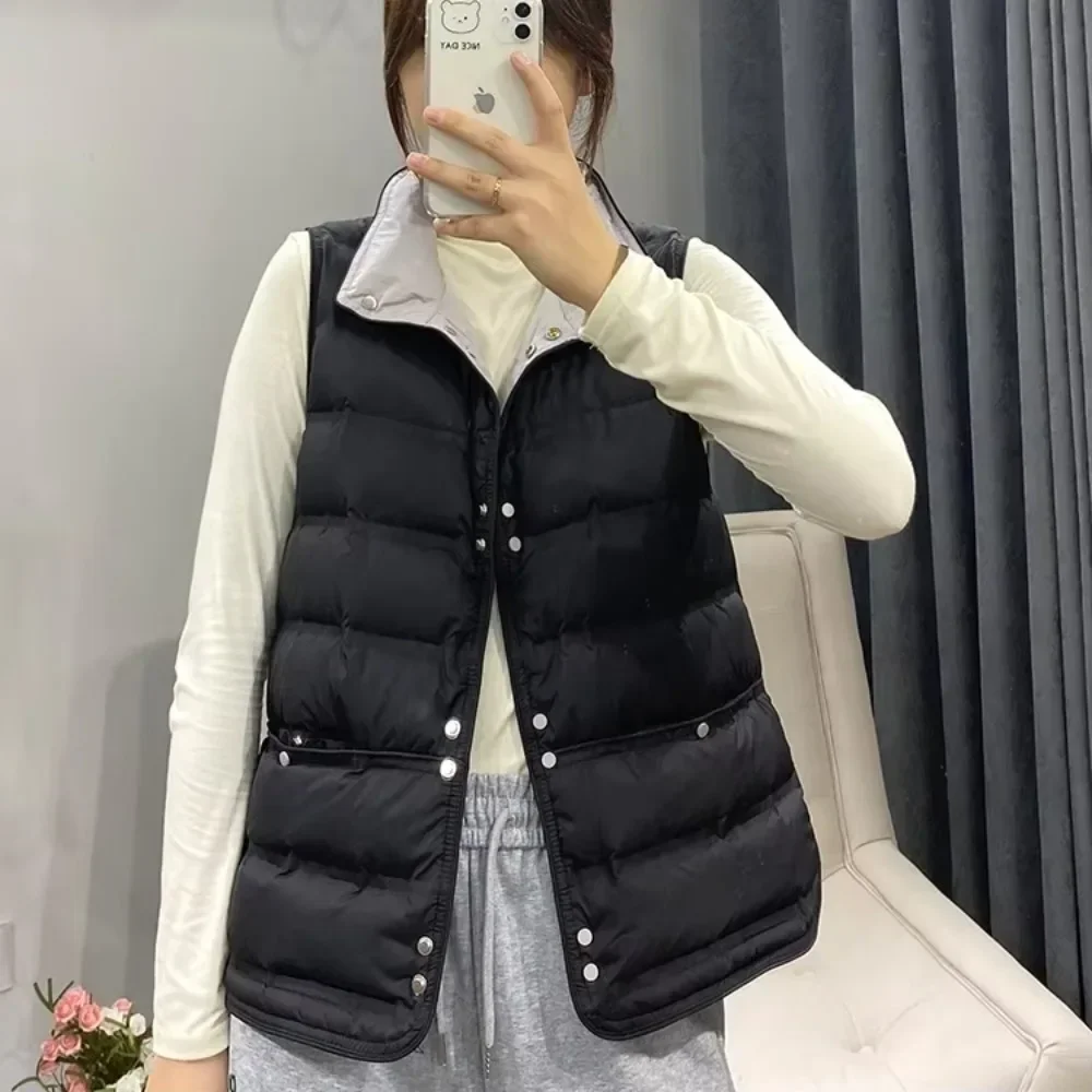 جيليت نسائية منفوخة بدون درزات ، صدرية قصيرة ، بطة بيضاء ، ناعمة ، خفيفة للغاية ، صدرية بياقة قائمة ، شتاء ، جديد ،