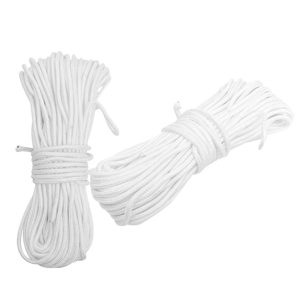 

2 Rolls Clothes Braided Rope Crafting Utility Beam Port White Nylon Clothesline and Laundry