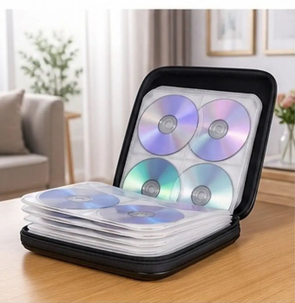 Handheld Cd Storage Case 160 Capacity Hard PP Cover Nonwoven Lining Shockproof Portable Cd Dvd Organizer Booklet Binder Wallet