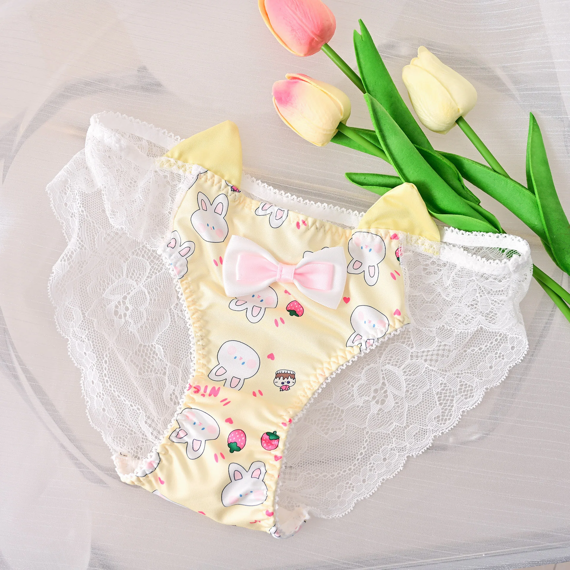 Lolita Women\'s Underwear Sexy Transparent Cute Rabbit Girl Sweet Style Hollow Triangle Panties Pure Cotton Crotch Panties