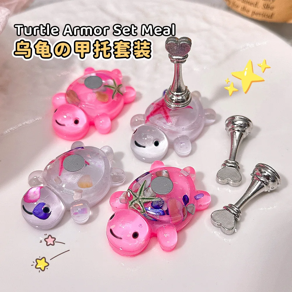 1Pcs Cartoon Turtle Nail Art Stand with Magnetic Tools Cute Pink Sea Star Turtle Nail Art Holder Set