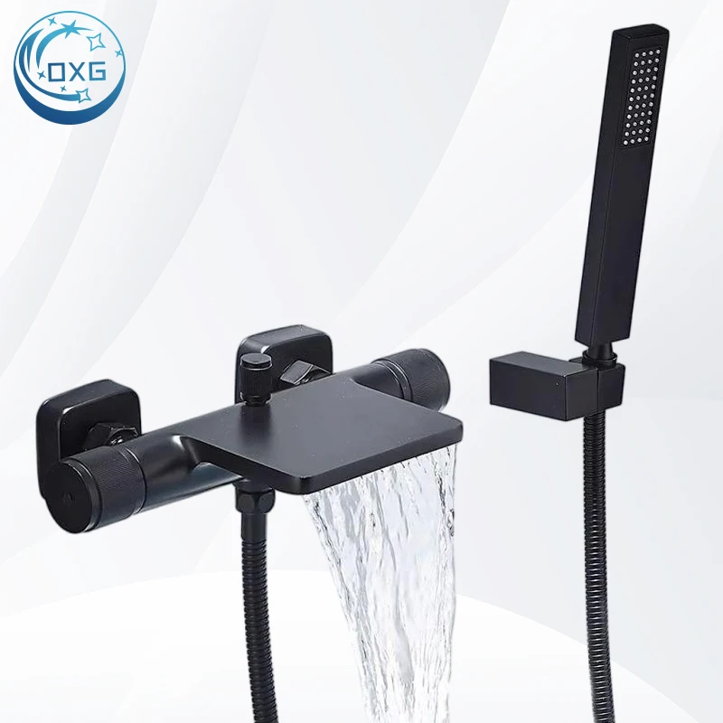 OXG Brass Bathtub Faucet Bathroom Faucet Waterfall Spout Mixer Faucet  Handheld/No Handheld Shower Set Wall Mount Bath Faucet