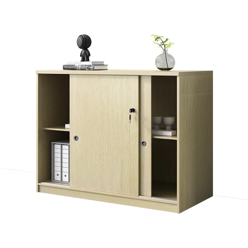 2026 Modern Simple Steel Panel Lockable Office Storage File Cabinet with Low Wooden Partition for Bank & Living Room