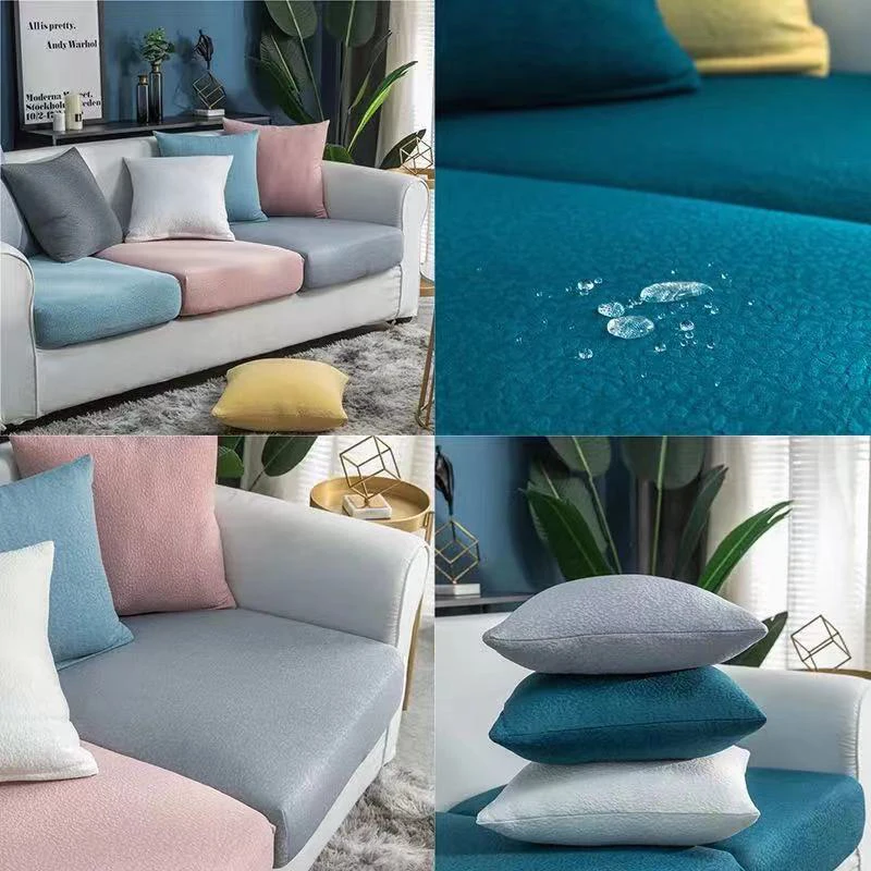 Solid Color Waterproof Seat Cushion Cover High Elastic Soft Seersucker Sofa Cover All-inclusive Single Double Sofa Cushion Cover