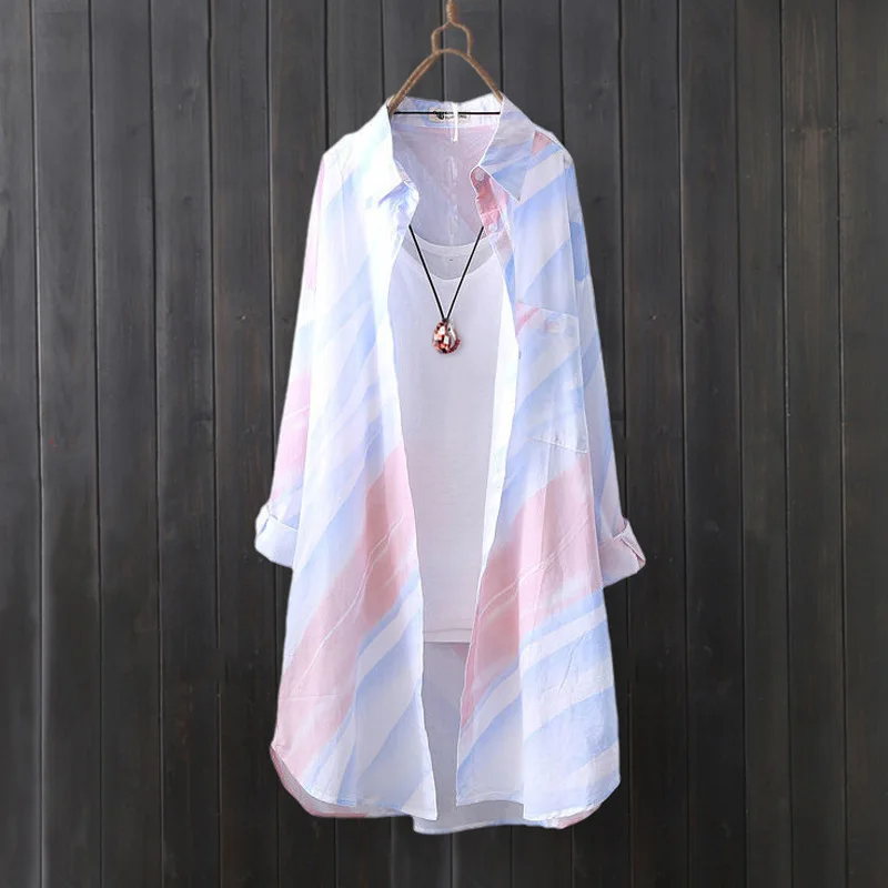 

Women Chiffon Shirt Lightweight Loose Fit Casual Blouse Open Stitch Flowy Design Summer Sun Protection Top Elegant Shirt