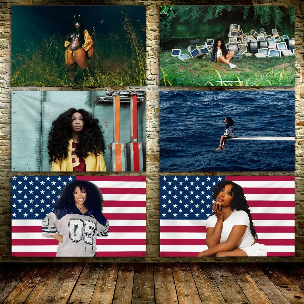 Singer Album S-Sza Flags Custom Decorative Wall Hanging Banner Art for Bedroom Living Room Home Office Outdoor Decor Gift