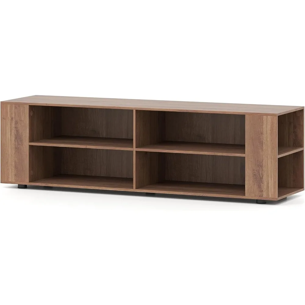 

Wood TV Stand for TVs up to 65 Inch Flat Screen, Modern Entertainment Center with 8 Open Shelves, Universal TV Storage Cabinet