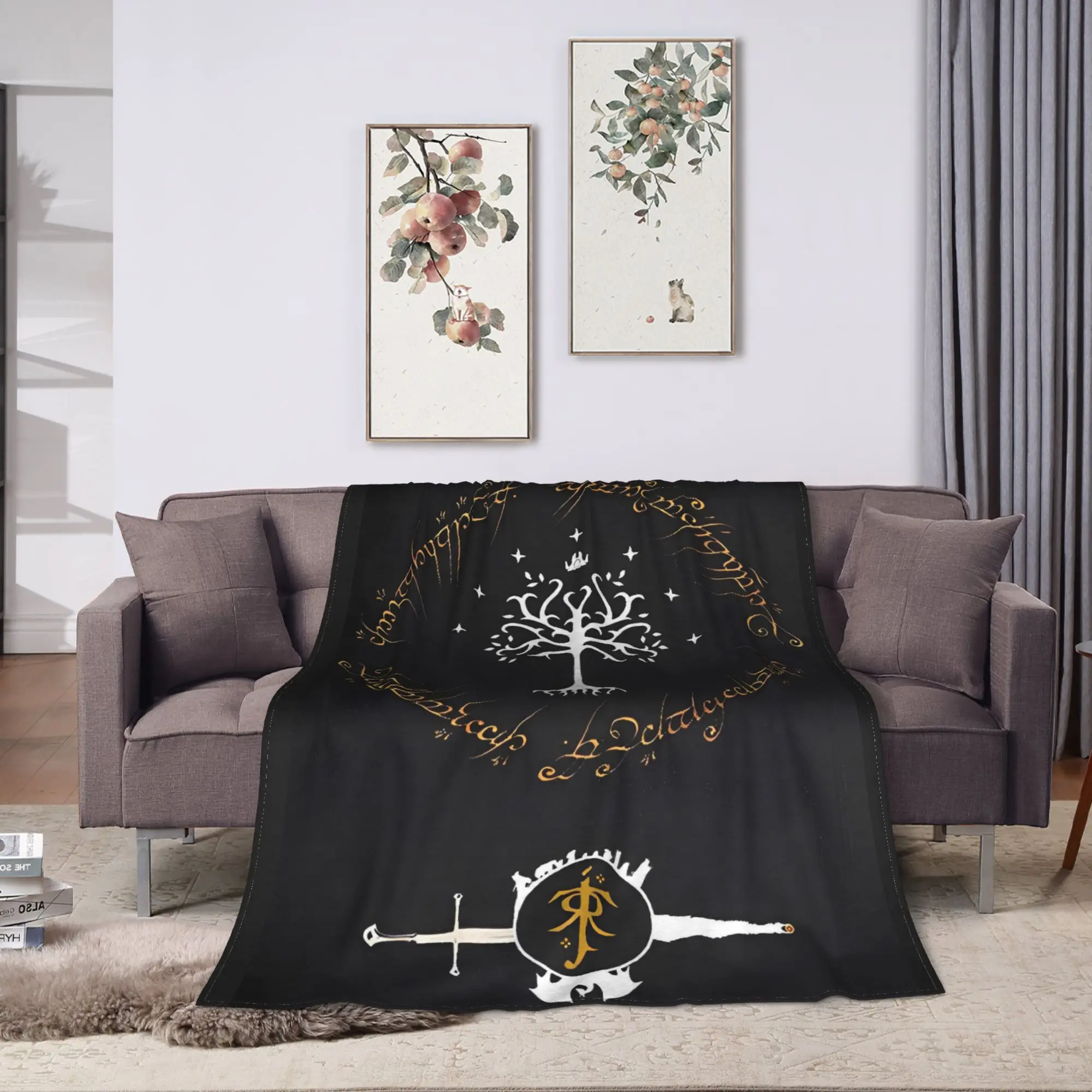 L-Lords Of The R-Rings  Blanket  Travel Office Flannel Throw Blanket For Bedroom Soft Warm Design Quality Bedspread