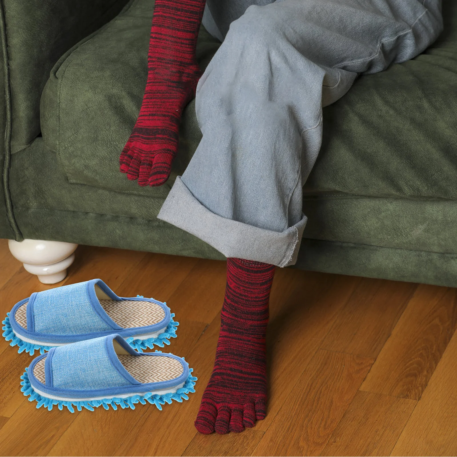 

1Pair Floor Cleaning Slippers Summer Home Slippers Detachable Design Lightweight Comfortable for Long Walks Indoor Use