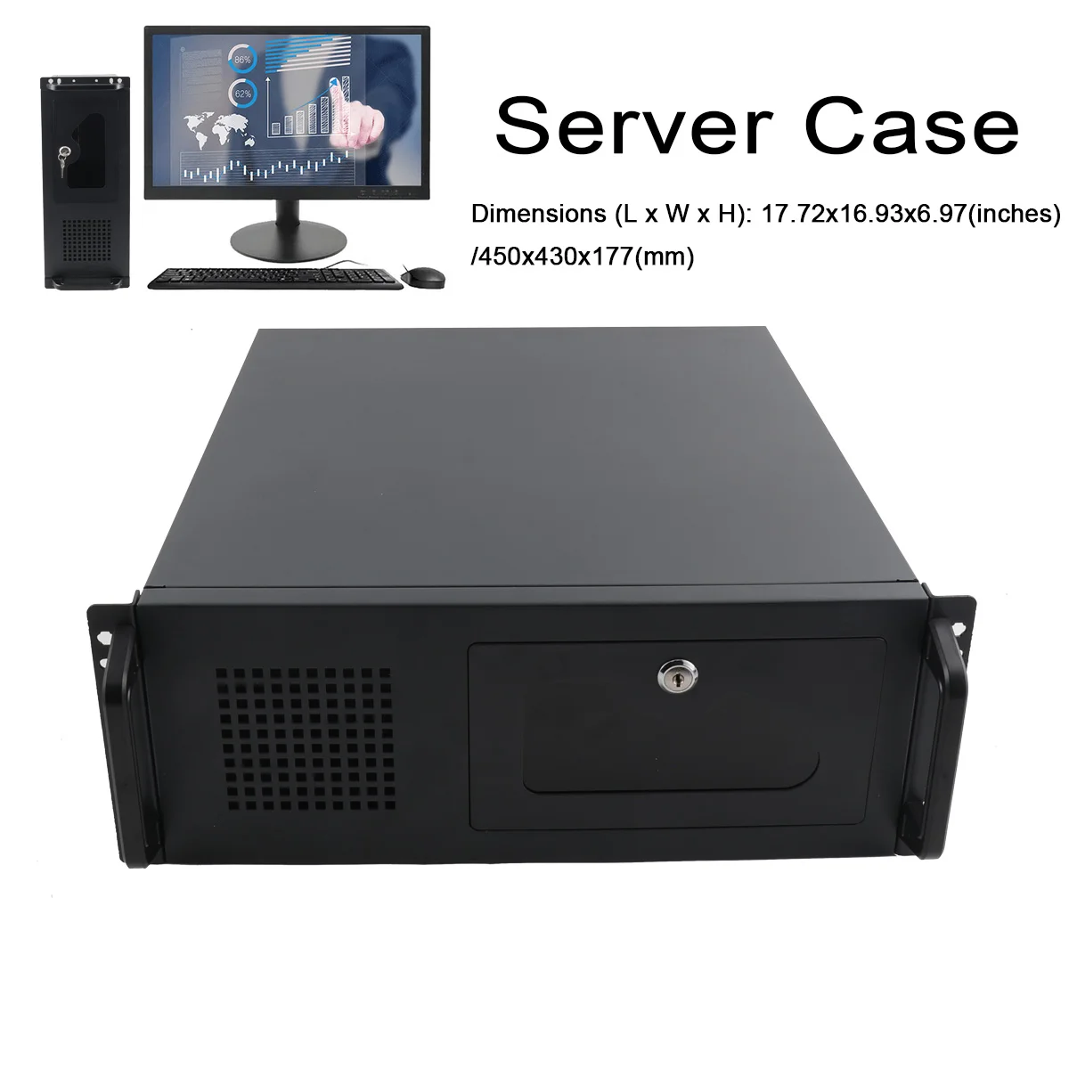 4U Server Cabinet Case,4U Server Chassis Rackmount Server Case 7 X 3.5 HDD Drive Engineering Main Case Black