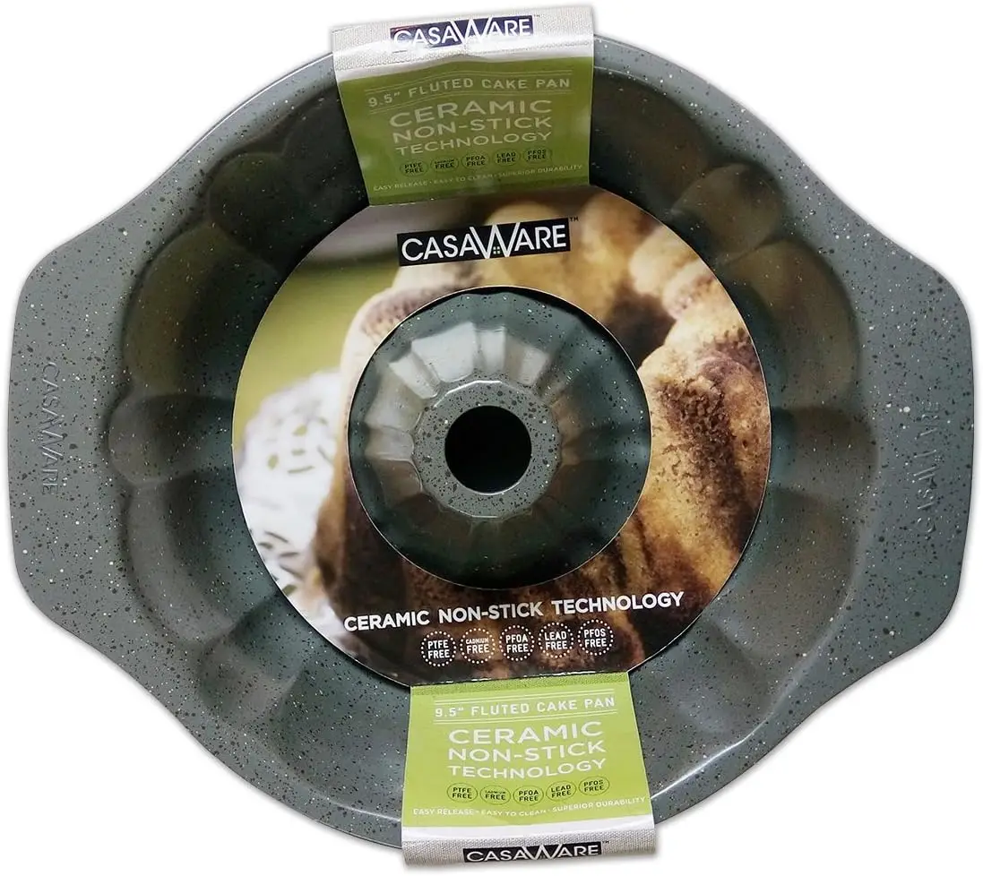 

Форма для выпечки с рифленым дном, 9,5 дюйма, на 10 чашек, с керамическим покрытием, антипригарная, цвет серебристый гранит