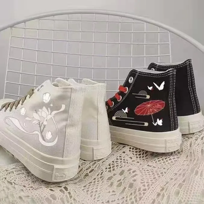2024 Tian Guan Ci Fu Hua Cheng Xie Lian High-top Canvas Board Shoes Sneakers for Men and Women Four Season Casual Shoes