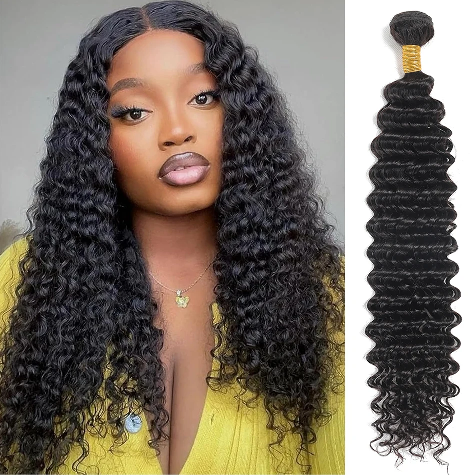 

Deep Wave Bundles 100% Human Hair 30 Inch Indian Remy Weave Hair Extensions For Women Raw Virgin Hair 1 3 4 Bundles Deal On Sale