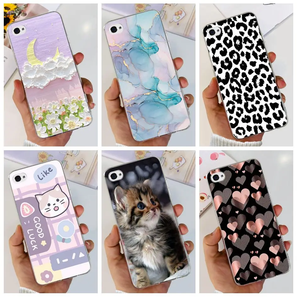 Caixa transparente do silicone para o iphone 4, projeto à prova de choque, macio, bonito, do leopardo, 3,5 polegadas
