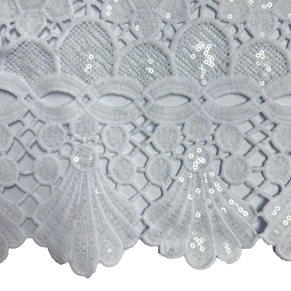 Женская элегантная белая ткань, кружевная ткань, французское сухое кружево, 5 ярдов, молочный шелковый кружевной материал для шитья свадебного вечернего платья