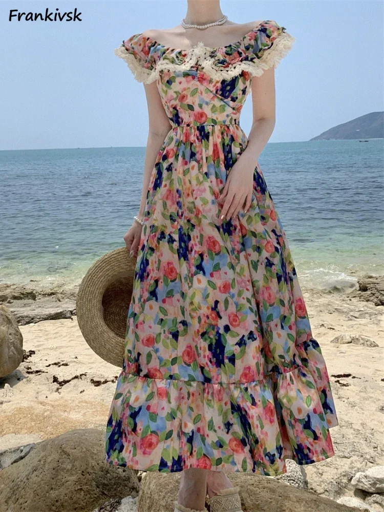 Dresses Women Colorful Ruched Elegant Advanced French Panelled Trendy Retro Ladies Sea Side Holiday Gentle Stylish Chic Vestidos