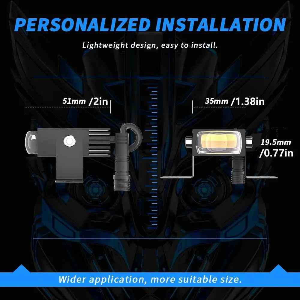 مصابيح العمل مقاوم للماء للدراجات النارية LED ضوء لونين LED أضواء الضباب دائم فعالة المصابيح الأمامية للسيارات دراجة نارية العمل