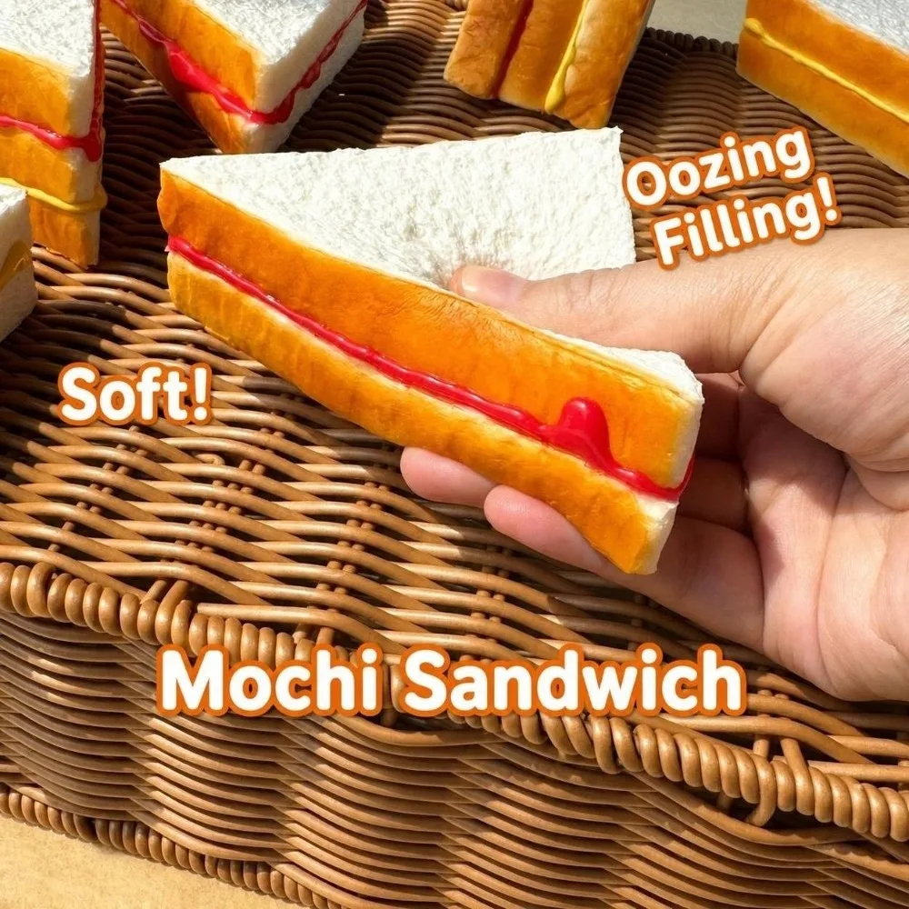 Creative PU Sandwich Model Artificial Soft Realistic Fake Bread Food Photography Prop Pressing Bakery Shop Window Display