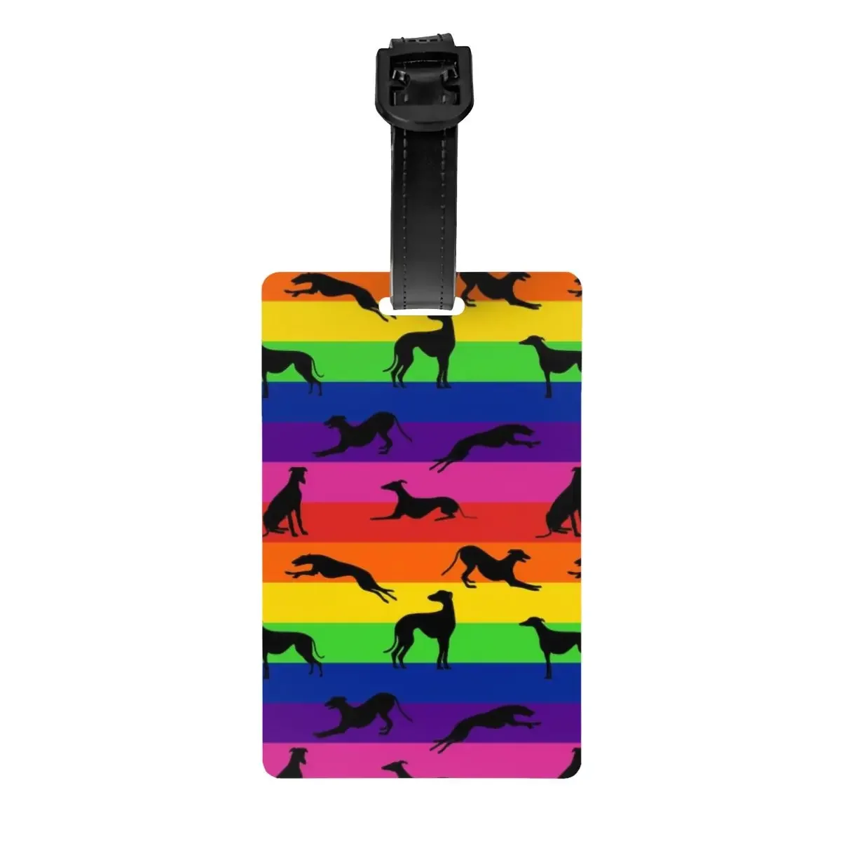 Custom Greyt Greyhound Rainbow Luggage Tag Privacy Protection Whippet Sighthound Dog Baggage Tags Travel Bag Labels Suitcase