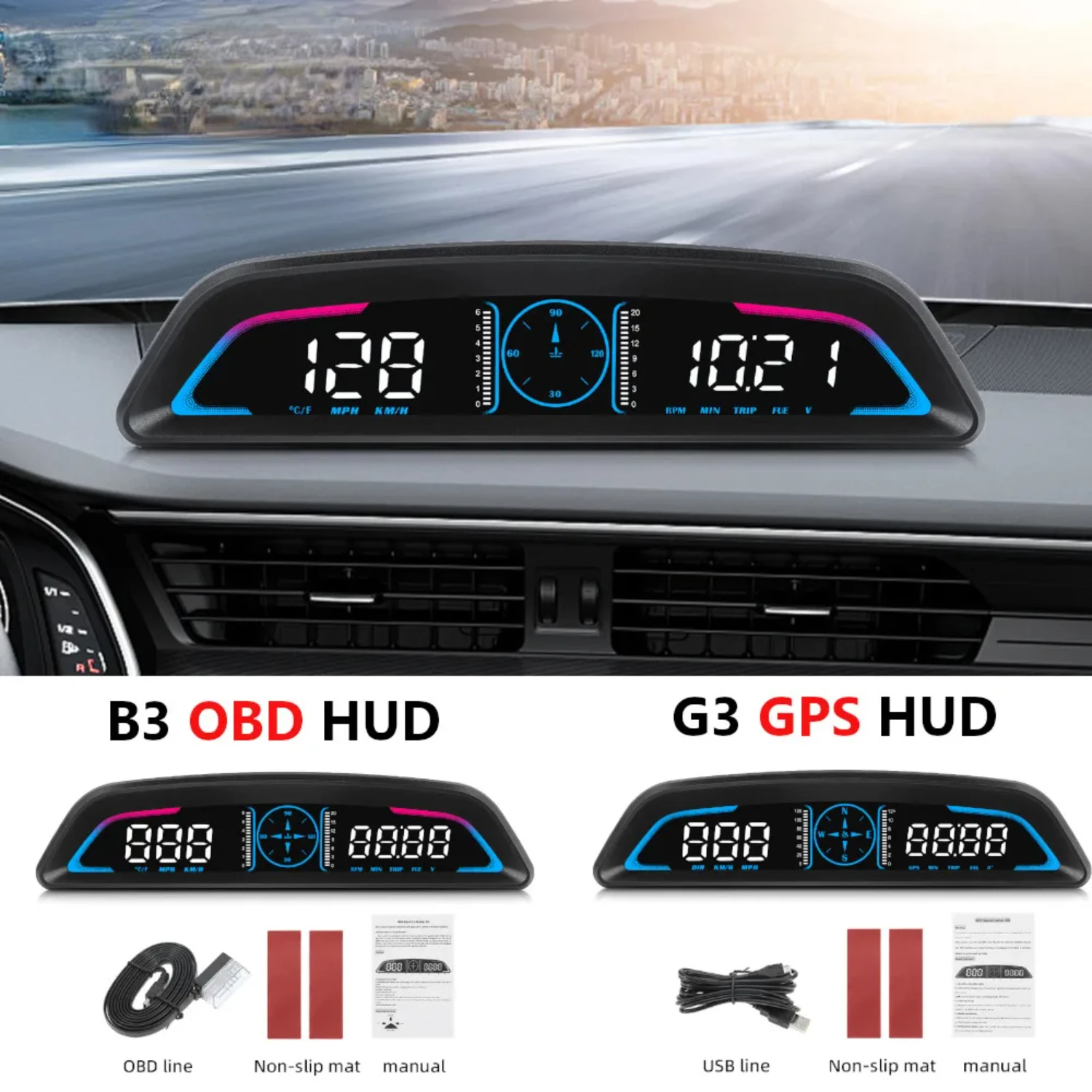 

Enhanced GPS Speedometer OBD B3 Smart Car HUD - Top Electronic Accessories with GPS Display - Precision, Safety, Driving Experie