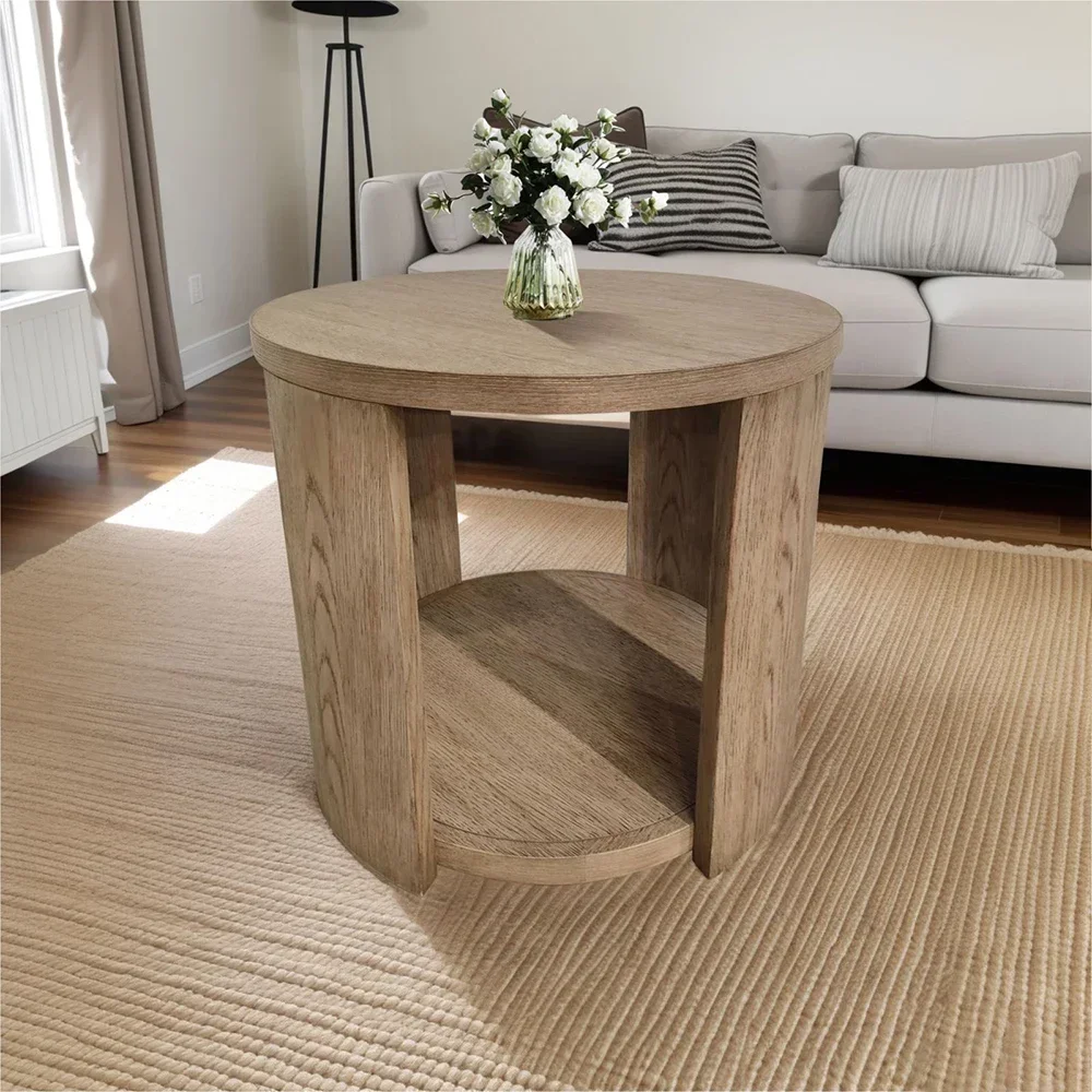 

24'' Walnut MDF and Oak Living Room Side Table Storage Luxury Coffee Table Furniture Coffee Table Living Room Furniture Tables