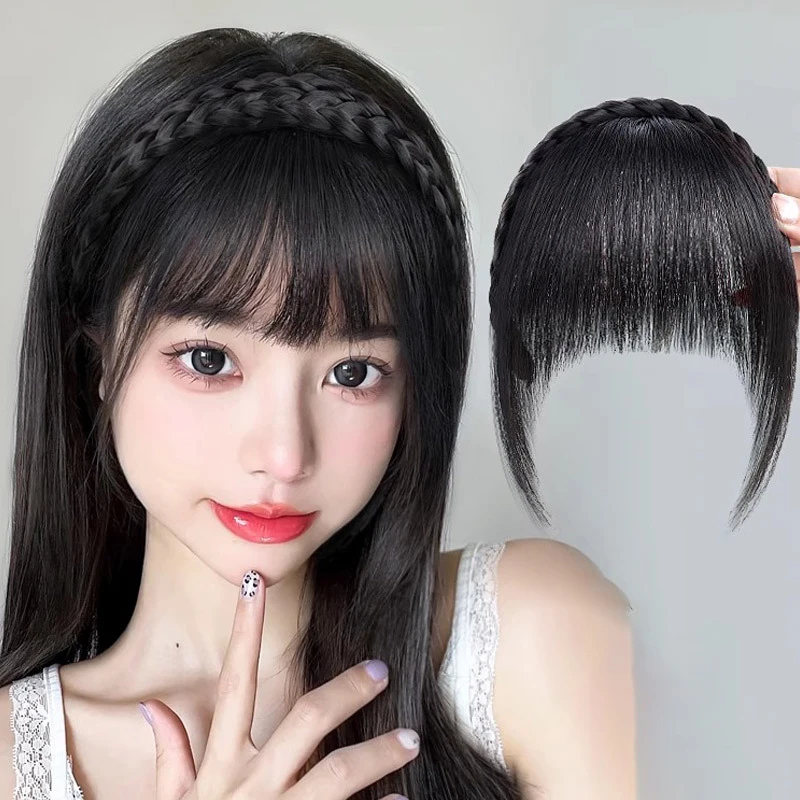 【B】Wig Headband Air Bangs Natural Invisible Straight Bangs Seamless Natural Forehead Fake Bangs Hairstyle Tools