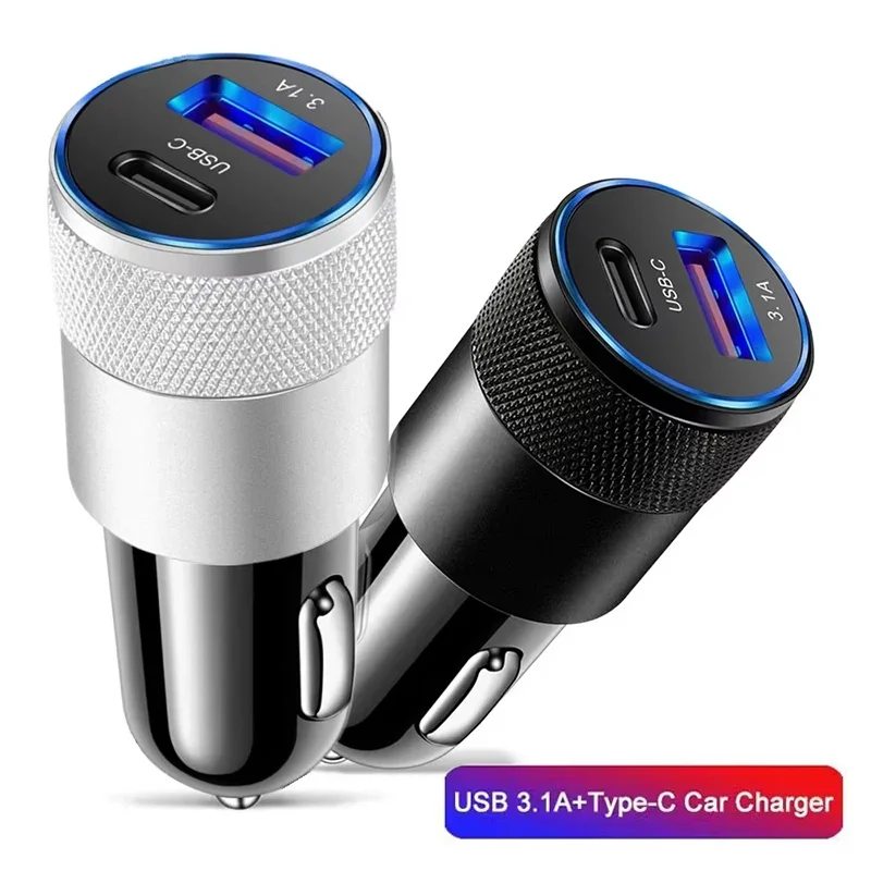 Cigarette Lighter Charger 66W USB Type C Fast Charging Adapter PD Phone Charging Plug For iPhone Xiaomi Huawei Mobile Phone Kit