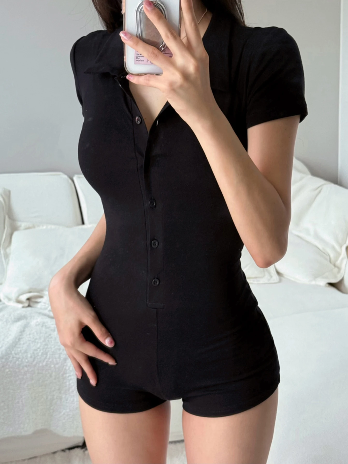 

Сексуальный черный костюм в горошек WEEKEEP: утягивающий талию пиджак с воротником на пуговицах и облегающие брюки для женщин