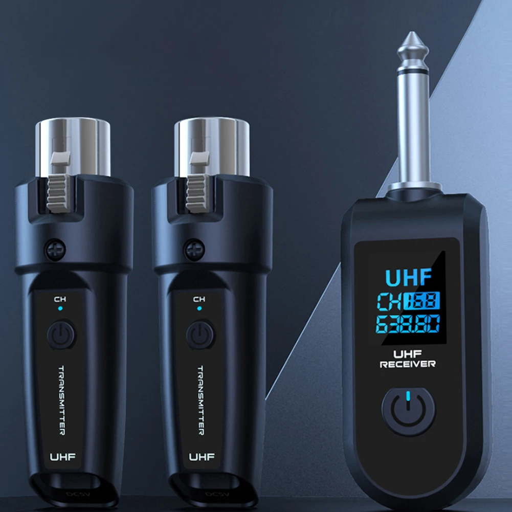 Conversor de microfone sem fio, transmissor e receptor xlr, sistema sem fio recarregável para microfone dinâmico/com fio