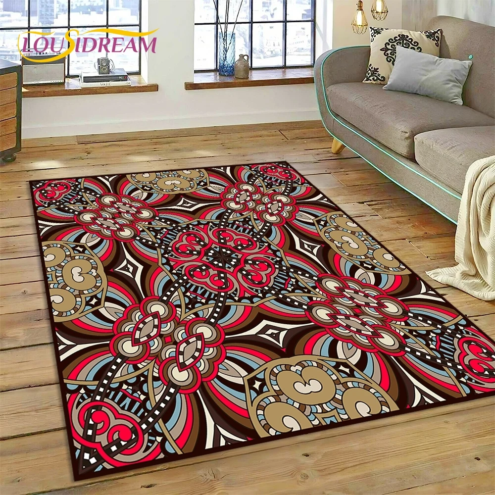 

3D Turkey Persian Bohemian Mandala Flower Carpet Rug for Bedroom Living Room Home Sofa Decoration,Children Large Decor Floor Mat