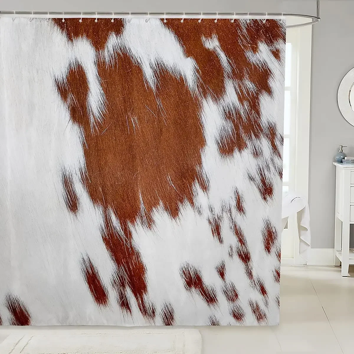 Patchwork Cowhide Pattern Shower Curtain Cow Fur Print Shower Curtains Western Cowboy Style Bathroom Decoration Bathtub Screen