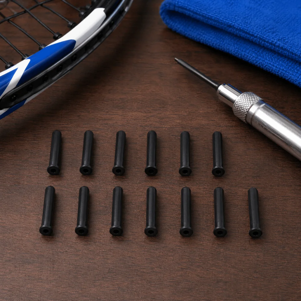 15PCS Nylon Tennis Racket Wire Protection Tube Black 4.0x35mm Tennis Racket String Protection Tubes Stringing Accessory