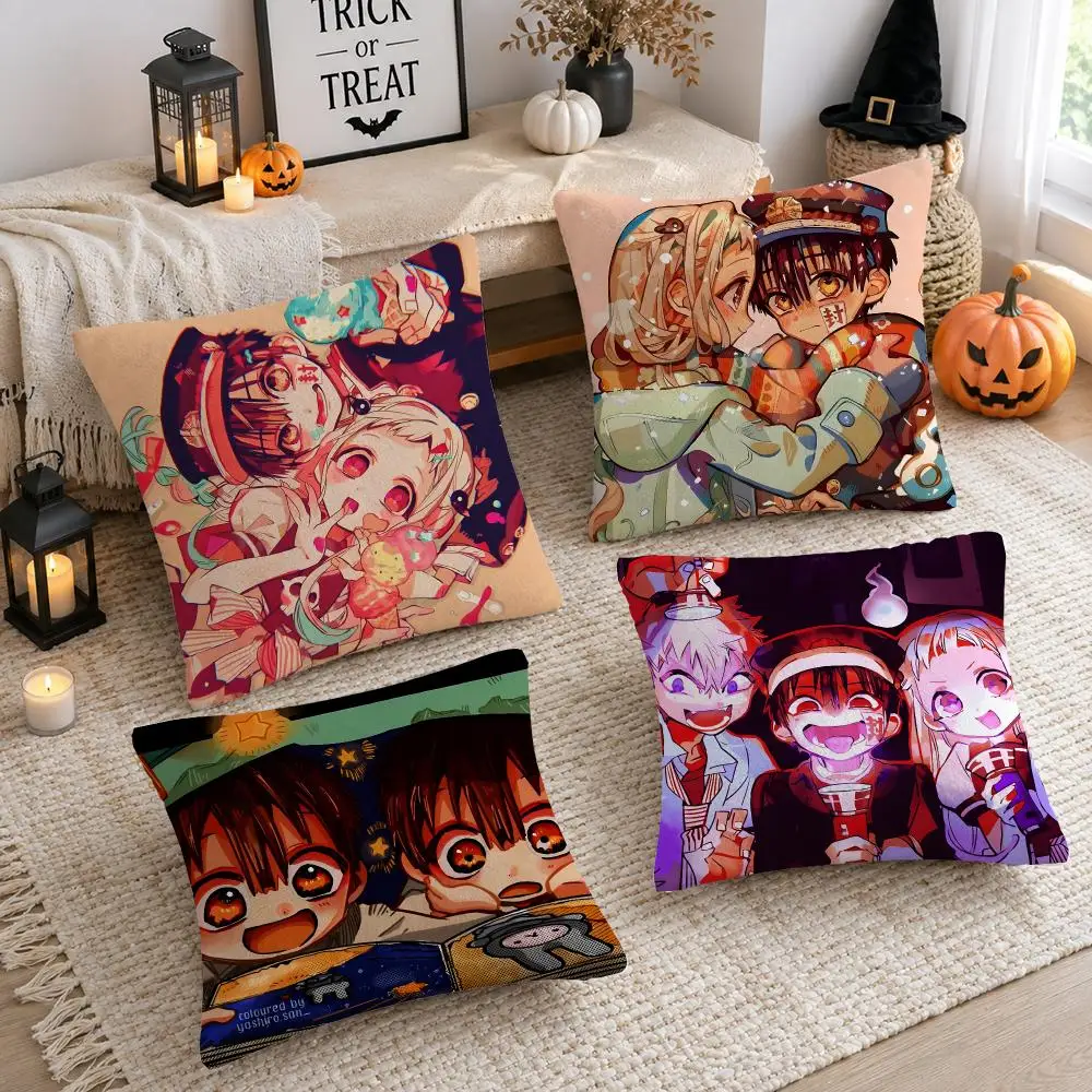 Anime J-Jibaku Shounen Hanako-kun Cushion Cover Soft Plush Cushion Case Throw Pillowcase Cozy Home Sofa Bed Living Room Decor