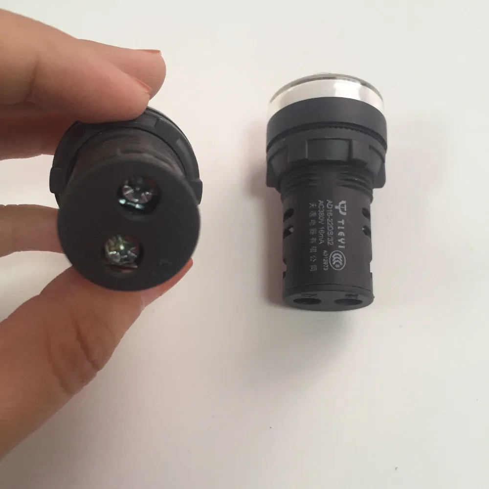 2 個 AC380V 18mA プラスチックシェル工業用白色 LED インジケータライト AD16-22D/S