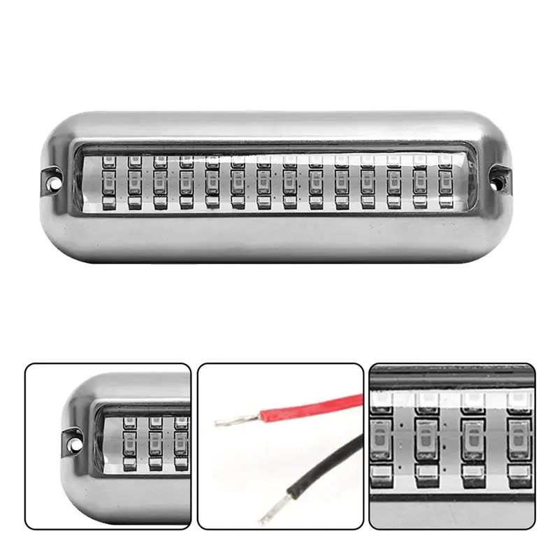 LICE-50W 42 Leds Boat Transom Light Stainless Steel Waterproof Marine Boat Underwater Pontoon Transom Lamp Universal