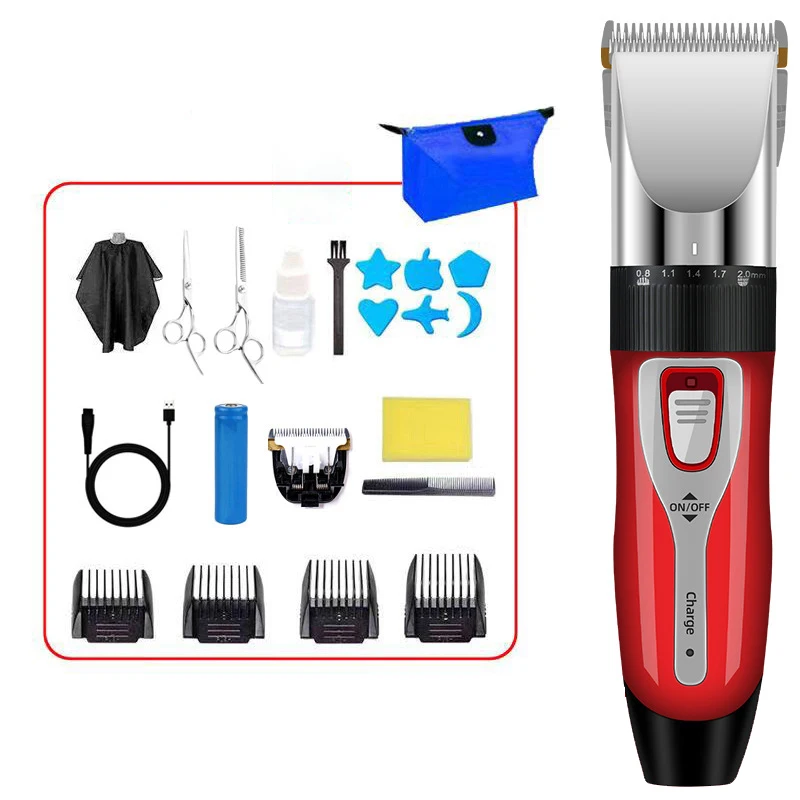 Cortadora de pelo profesional para hombre, recortadora de barba recargable, corte de pelo eléctrico, hoja de cerámica de titanio, máquina de peluquero de poco ruido